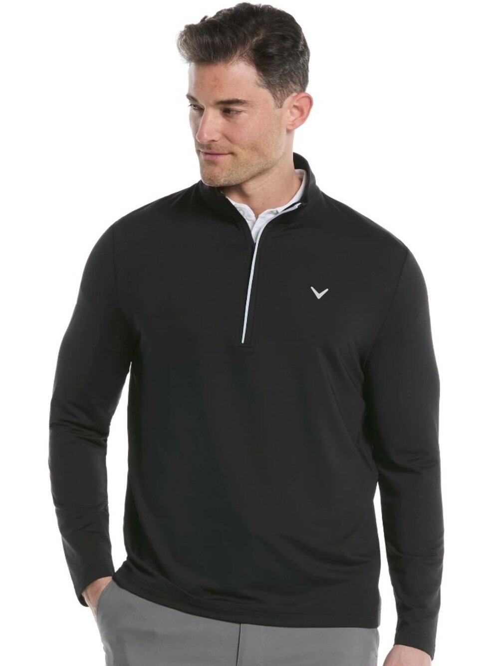 Callaway Men's Quarter Zip Sun Protection Long Sleeve Golf Pullover, XXL, Caviar - Picture 7 of 12